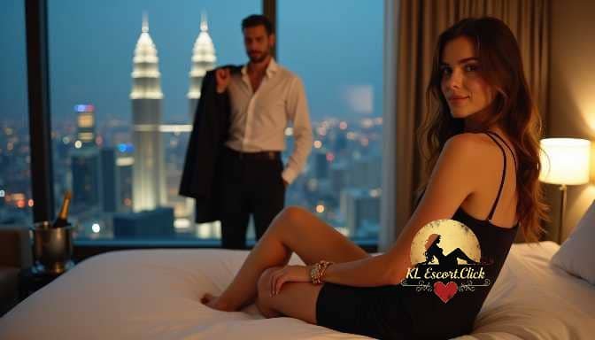 KL Escort Girl Couple in hotel room with city skyline view at night Sex Call Girl